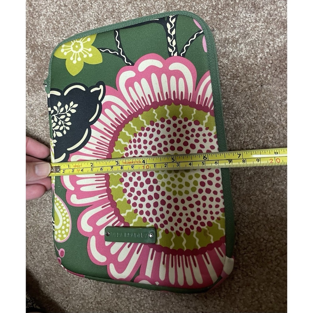 Vera Bradley 9" Cushioned Tablet iPad Holder Case Cover Green Pink - Picture 6 of 8
